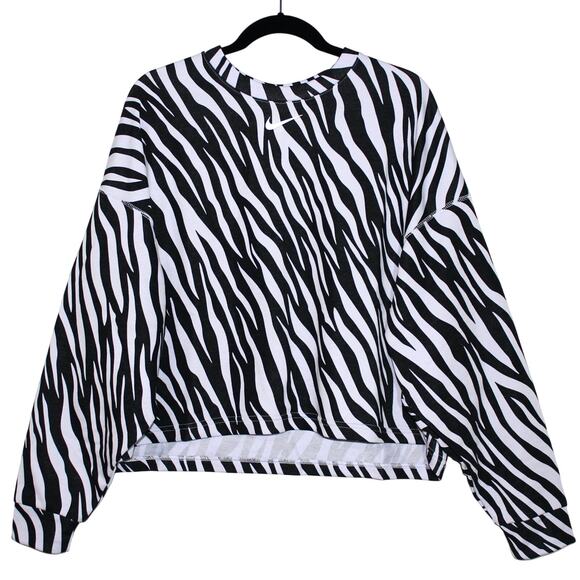 Nike Sportswear Icon Clash Women's Crew Sweatshirt Purple Black Zebra Print NWT - Picture 1 of 9